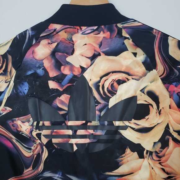 Adidas Originals Floral Rose Print Superstar Track Jacket Girls  size 11/12 - Picture 6 of 7